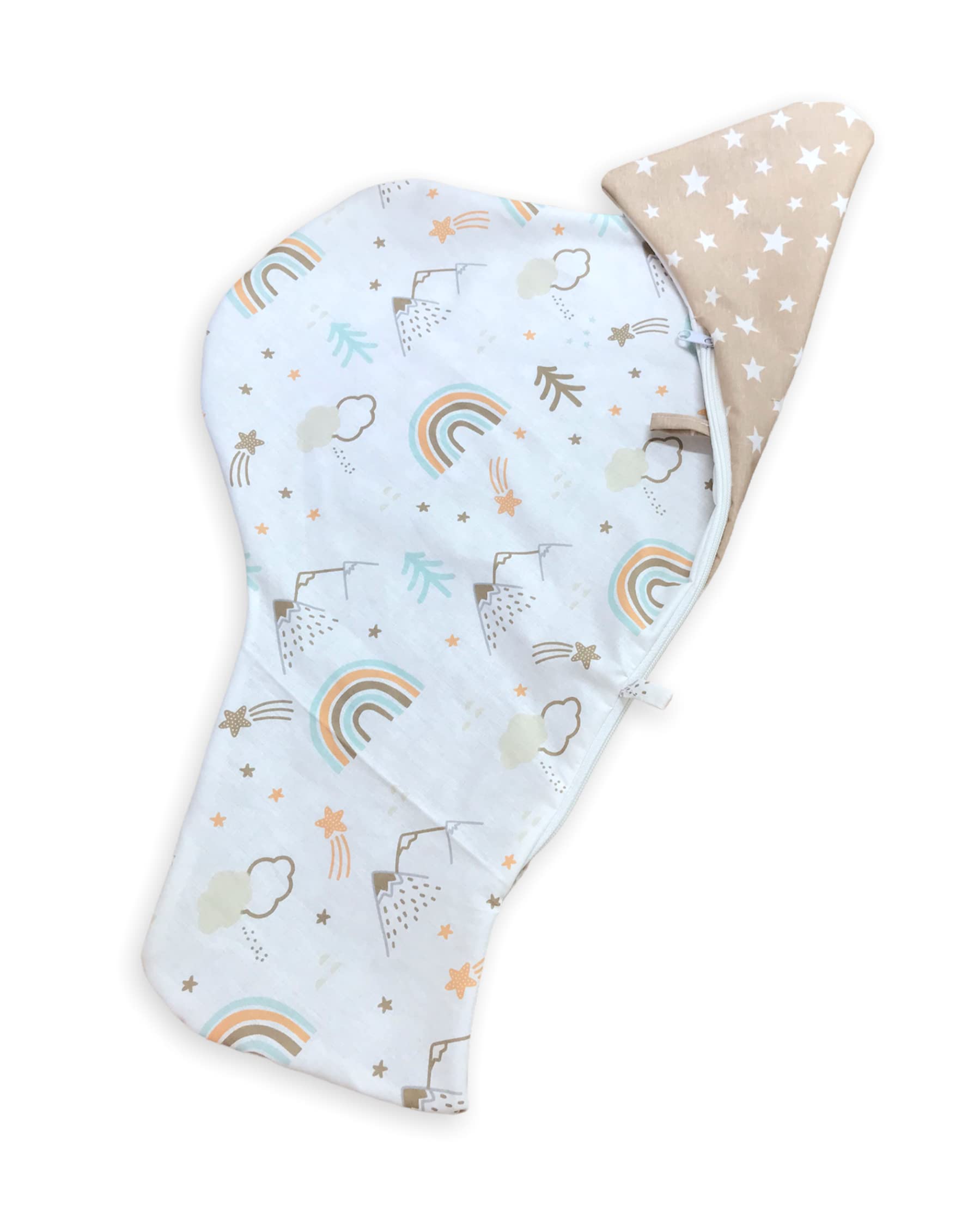 Cover– Washable & Reversible Cotton Cushion Cover for IKEA High Chair Accessories, Compatible with Antilop,Only Cover! (Brown Rainbow)