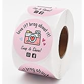 KUKEYIEE Cute Pink Retro Camera Design Stickers, 500 PCS, Paper, Pink, Retro Style, Letter Print, Indoor Use, Single Use