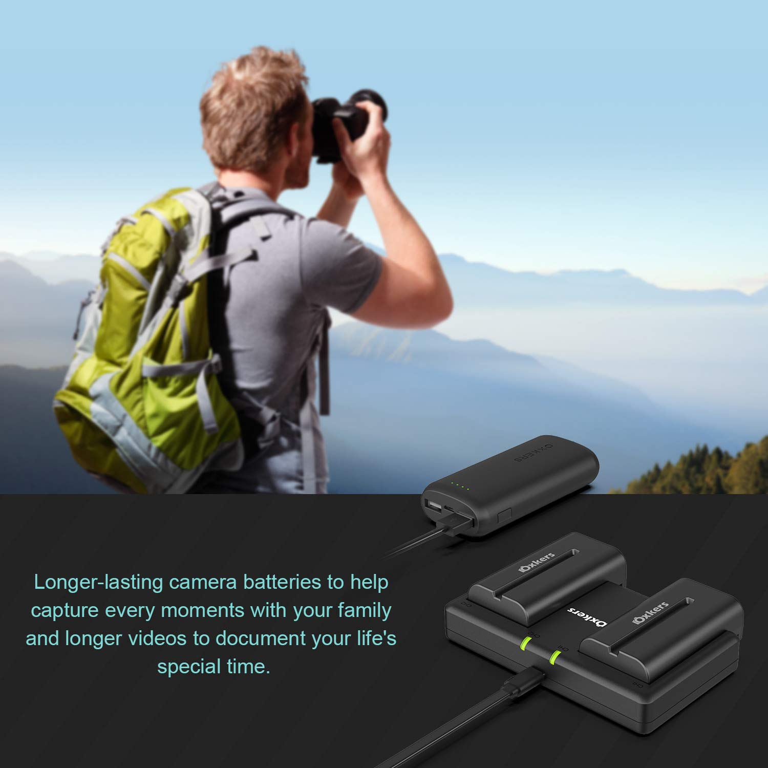 NP-F550 Battery Charger, OXKERS Battery Charger Set Camera Battery Charger for Sony NP F970, F330, F750, F770, F960, F530, F570 and More