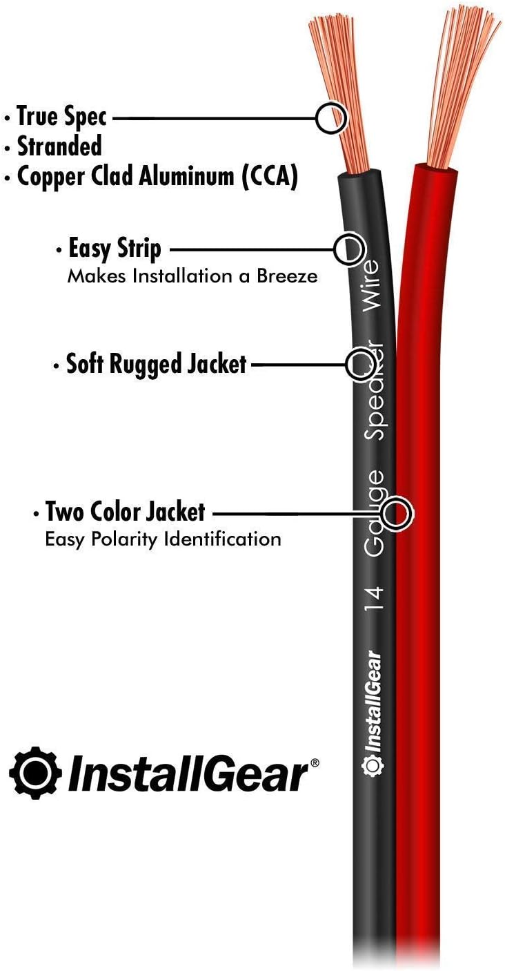 InstallGear 14 Gauge AWG 30ft Speaker Wire True Spec and Soft Touch Cable - Red/Black: Industrial & Scientific