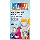 Icy Hot Lidocaine Pain Relief No-Mess Roll-On Applicator, Numb Aggravated Nerves with Max Strength Lidocaine 4%, Pain Relief 
