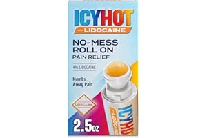 Icy Hot Lidocaine Pain Relief No-Mess Roll-On Applicator, Numb Aggravated Nerves with Max Strength Lidocaine 4%, Pain Relief for Minor Pain, Backaches, Sprains and Strains, 2.5 oz