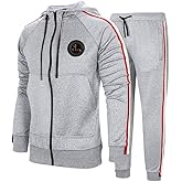 PASOK Men's Casual Tracksuit Set Long Sleeve Full-Zip Running Jogging Athletic Sweat Suits