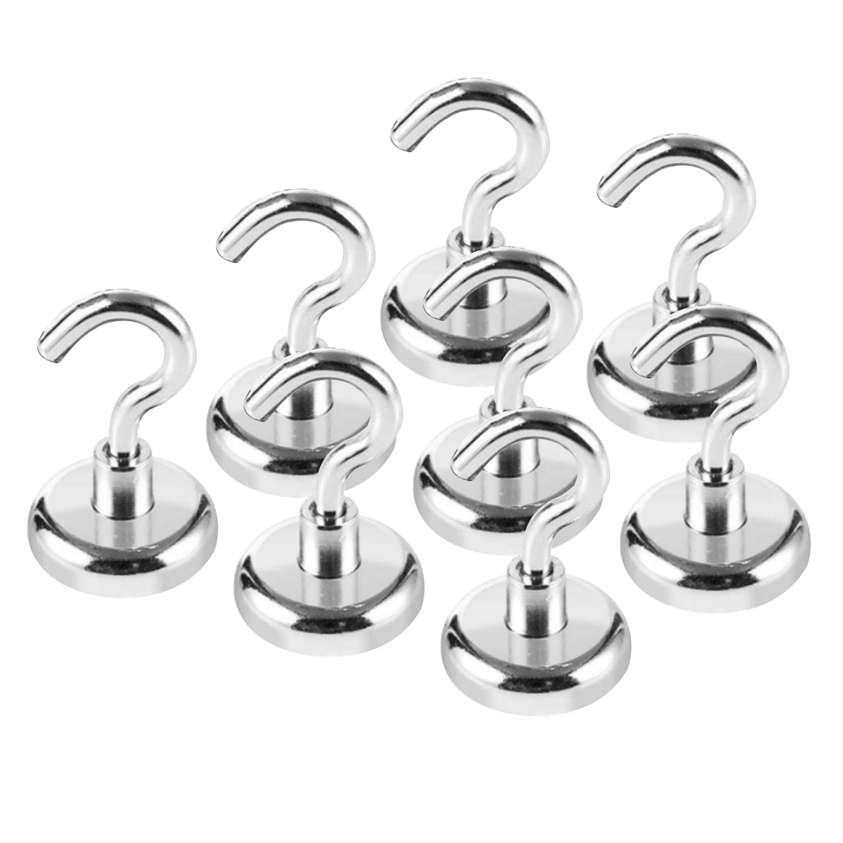 TAOHUIEU Magnetic Hooks Strong - 32mm Heavy Duty Neodymium Hanging Hooks for Fridge, 80lb Super Strong Magnetism (8Pack)