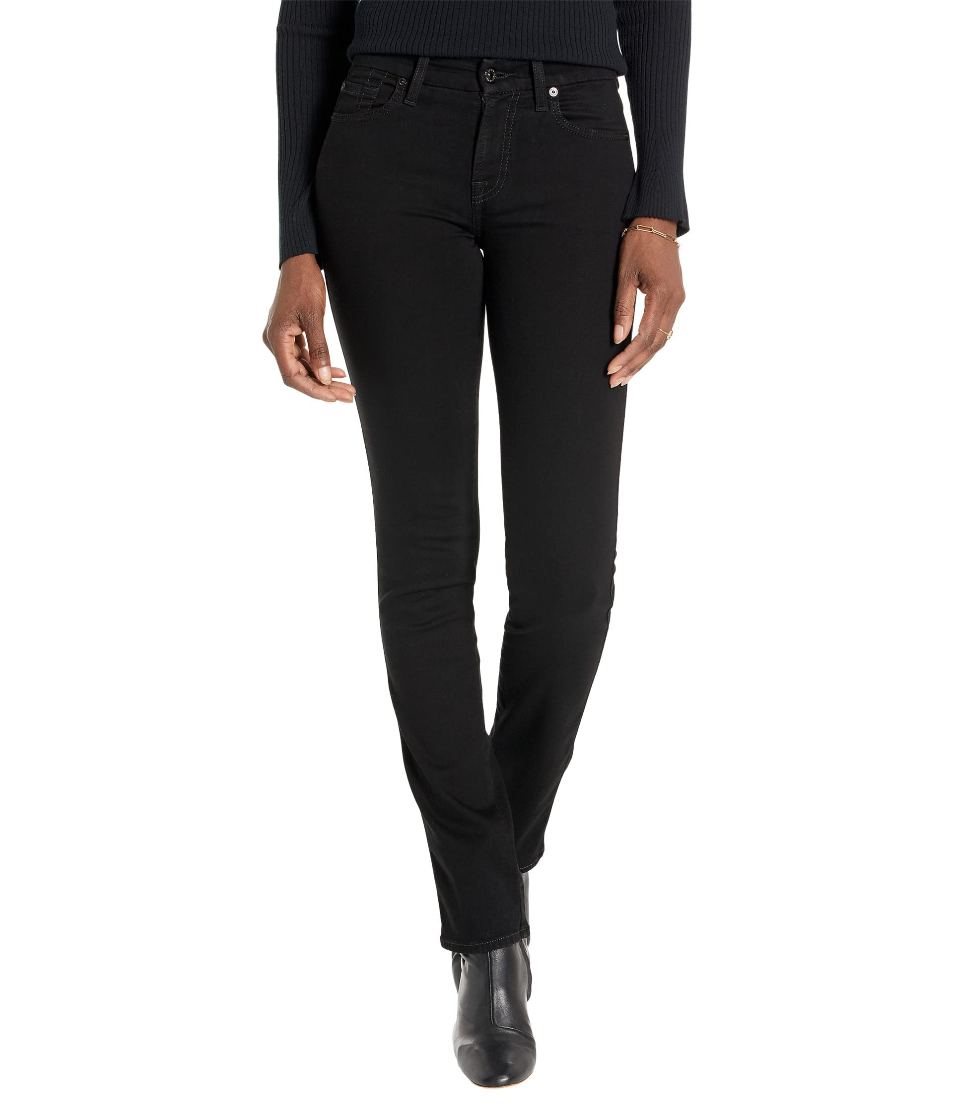 7 For All Mankind Women’s Kimmie Straight Jean, Rinsed Black