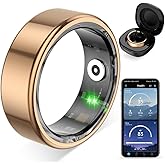 COLMI R02 Smart Ring, a Smart Ring for Women and Men, with a Charging case, Supports Heart Rate, Blood Oxygen, Sleep Health Monitoring, and Sports Tracking Ring, No Subscription Fee. (Rose Gold, 8#)
