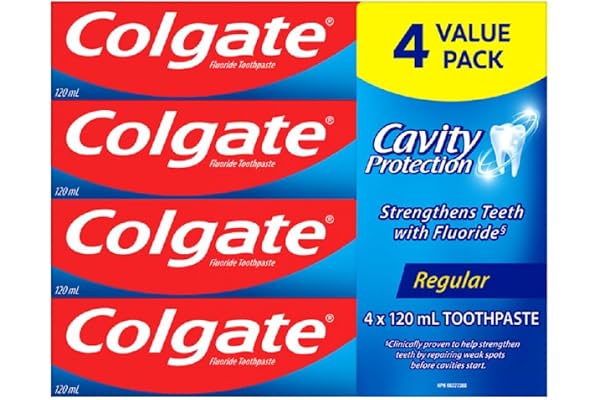 Colgate Cavity Protection Whitening Fluoride Toothpaste - Fresh Mint Taste - Strengthens Protects and Whitens Teeth - 4 Pack