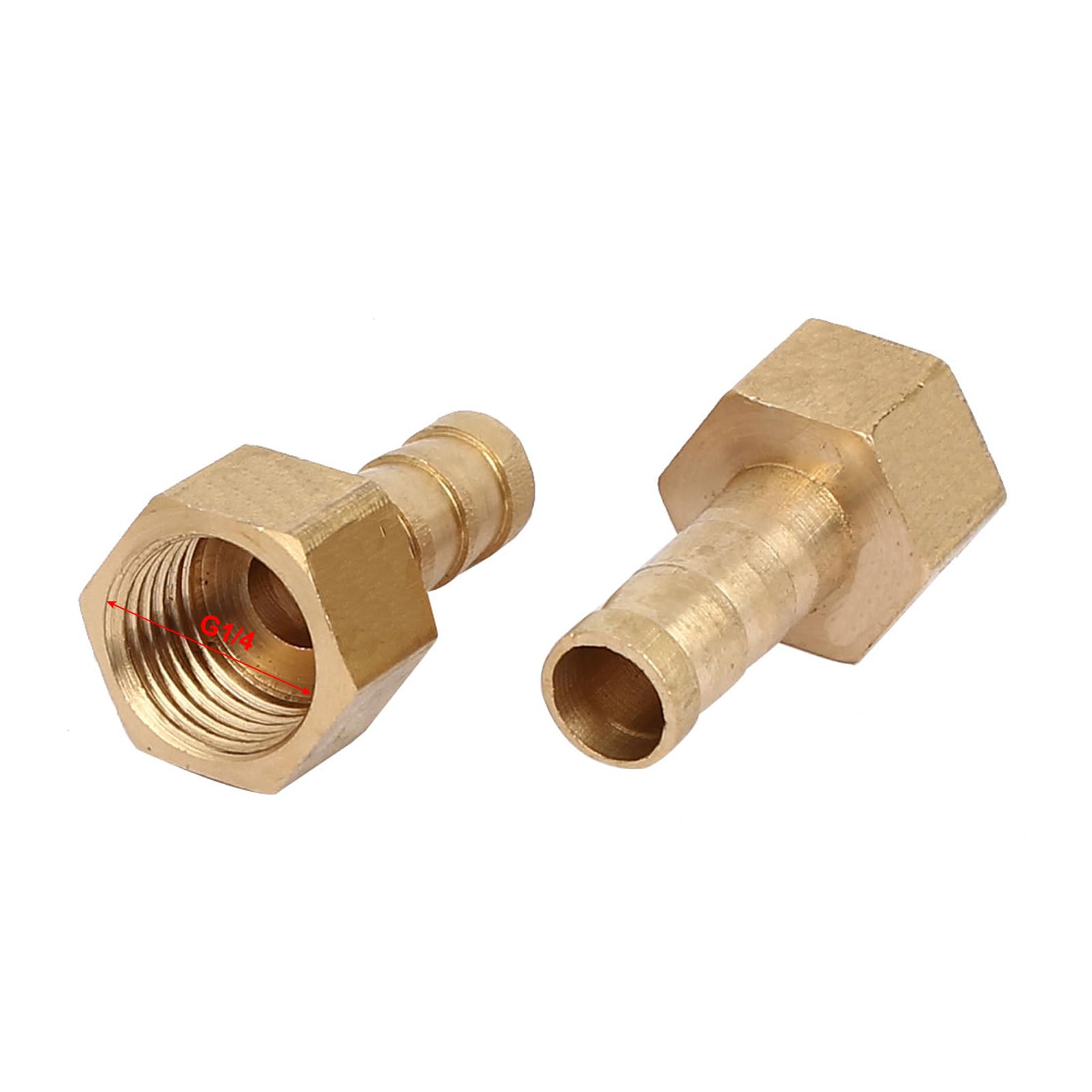 Sourcingmap 1/4 PT Female Thread 8mm Hose Barb Brass Tubing Coupler Connector Fitting 2pcs