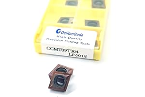 DelitonGude 10pcs CCMT09T304 CNC Lathe Indexable Solid Carbide Milling Turning Insert for The Finishing of Steel and Other Metal (CCMT09T304 LF6018)