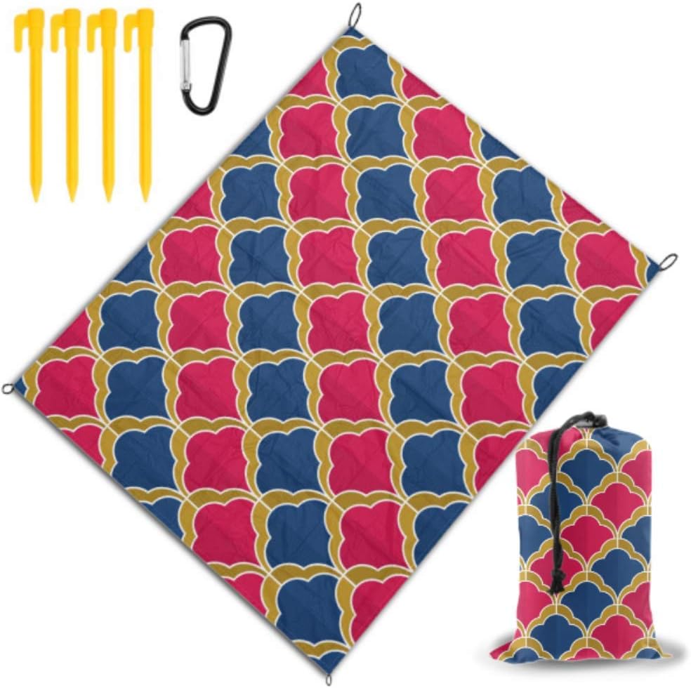 Beach Blanket Mat Seamless Magenta Blue Gold Moroccan Mat
