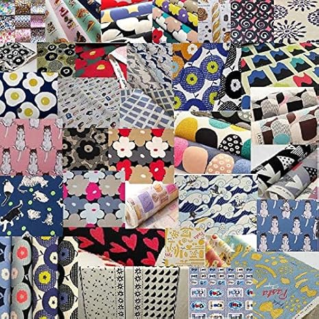 Amazon S251お得大判はぎれセット 約２ｍ分 柄入り生地福袋 かばん エプロン ポーチ 日本製 輸入生地 北欧風 小花 花柄 アニマル 動物 キャラクター プリント がま口口金 通販