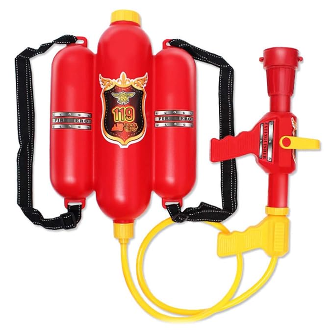 Rolanli Feuerwehrmann Rucksack Wasserpistolen Feuerwehr Spielzeug Zubehör Rollenspiel Spielzeug für Kinder