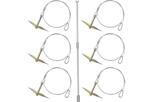 LARNORJE 6-Pack Ground Earth Anchors with Drive Steel Tool - 30" x 1/8" Cable Hook Anchors for Sheds, Greenhouses, Carports, Gazebos, Tents, Swing Sets, and More. (Single Layer)