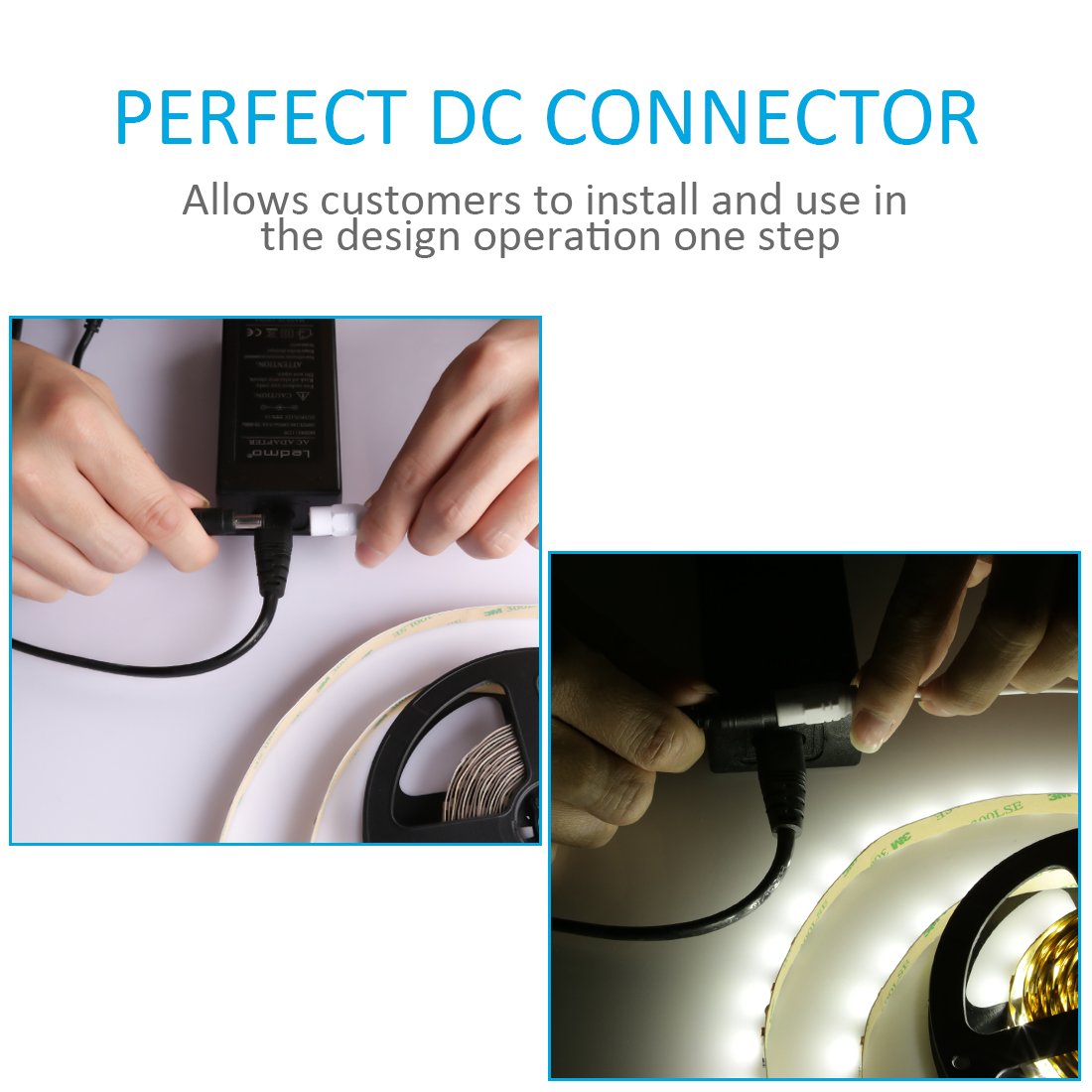 LEDMO LED Strip Lights, Upgarded SMD2835 300LEDs Cool White 6000K 16.4Ft LED Light Strip with DC12V 5A Power Supply