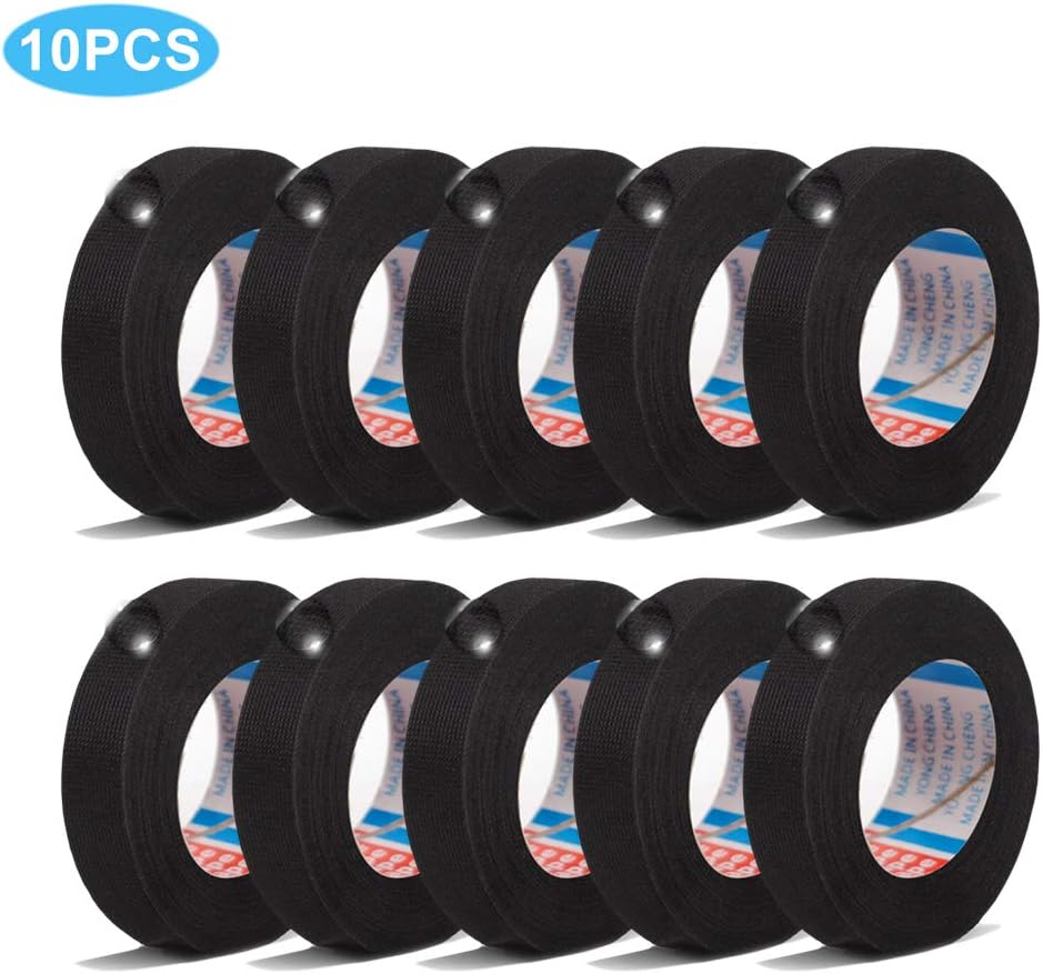 Automotive Wiring Harness Cloth Tape, 10PCS Wrapping Tape Black Noise Reduction High Temperature