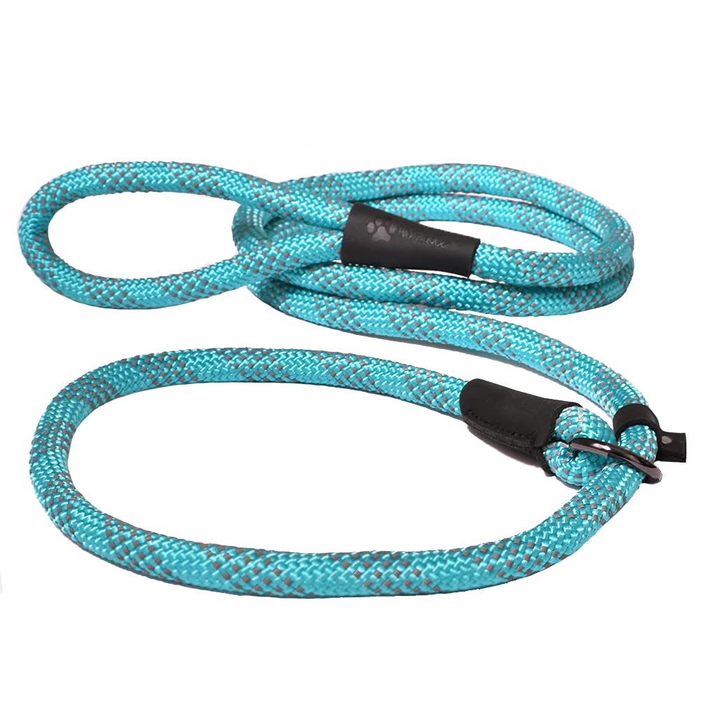 Max and Neo Rope Slip Lead Reflective 5 Foot - We Donate a Leash to a Dog Rescue for Every Leash Sold (5 FT x 1/3" Small Dog, Teal)