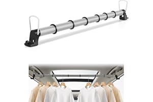 FVNANL Car Clothes Hanger Bar Heavy-Duty Wrinkle Free Clothes Rack for Car Adjustable 30-64 Inches Automotive Travel Hangers for SUVs, Vans, Trucks, RVs (Gray)