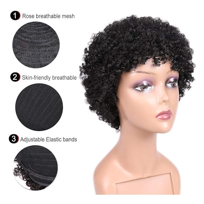 Amazon Com Short Afro Wig Brazilian Virgin Human Hair Wigs