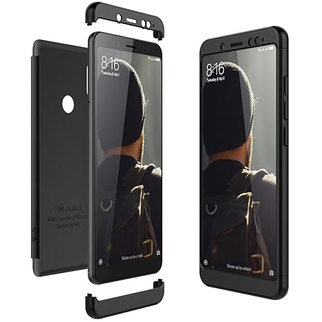 CE-Link für Xiaomi Redmi Note 5 Hülle Hardcase 3 in 1 Handyhülle 360 Ultra Dünn Slim Schutz Hard Schutzhülle Bumper - Schwarz