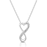 AeraVida Everlasting Love Infinity Heart .925 Sterling Silver Pendant Necklace | Symbolic Sterling Jewelry of Eternal Bond and Romance | Infinity Heart Necklace with CZ for Women