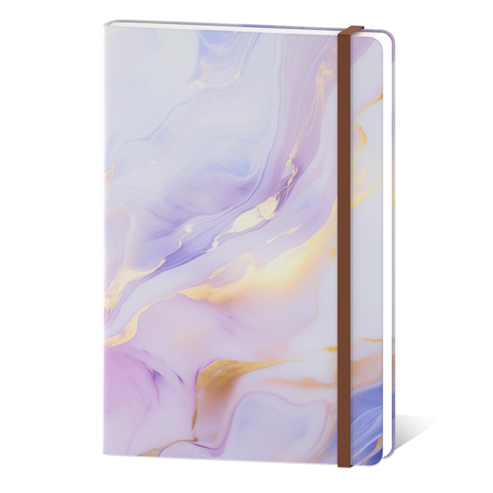 Hnogri Lined Journal Notebook, Hardcover Journal for Women, 160 Pages Thick Paper, Medium 5.7 x 8.4 in, Cute Aesthetic Floral A5 Ruled Notebook for Writing Journaling School Office, Purple Marble