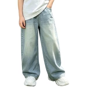 Baggy Wide Leg Jeans for Teen Boys Y2K Hip Hop Skater Denim Pants, Loose Fit Streetwear Jeans Cowboy Trousers Grunge Clothes