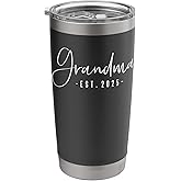 Grandma 2025 Grandma To Be Gifts 20 oz Black Stainless Steel Insulated Tumbler