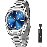 Taxau Mens Silver Watch Luxury Minimalist Dress Watch Classic Waterproof Watches for Men Analog Quartz Stainless Steel Men's Wrist Watches with Date Luminous Relojes para Hombres