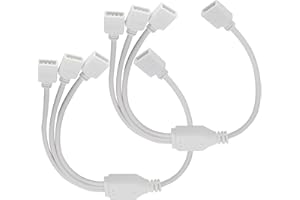 HCFeng 4 Pins Y-Splitter Cable 4 Pin Y Splitter LED Splitter Cable Flex LED Strip Connector for SMD 5050 3528 2835 RGB L-E-D 