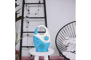 CCYLEZ Portable Radio Shower Radio with Built in Speaker Practical Radio for Broadcast Hook Type Blue AM FM Radio Battery Powered Music News
