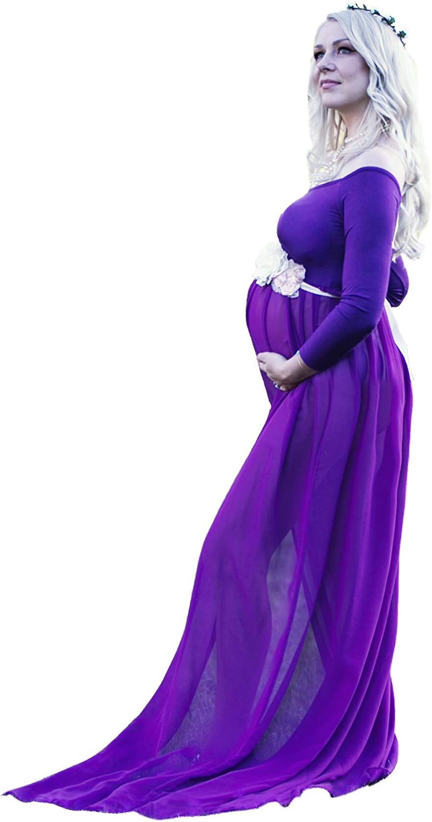 YOUTH STREAM Maternity Photoshoot See-Through Open Front Dress