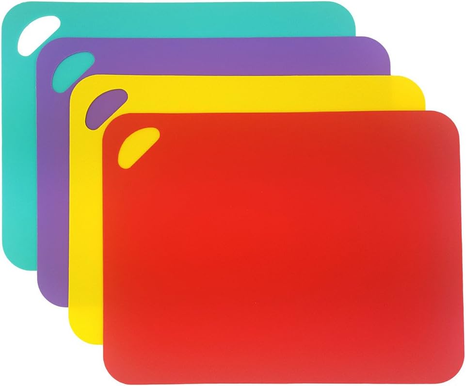 Chopping Board Plastic Colour Coded Antibacterial Chopping Boards Set of 4 Dishwasher Safe