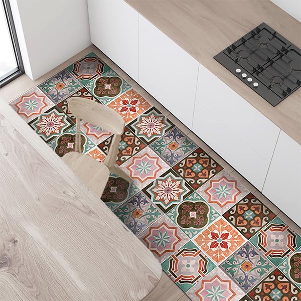 CREARREDA 83616 Kitchen Rug 180 x 50 cm Sicilian Vinyl Washable Kitchen Runner Non-Slip 100% Made in Italy