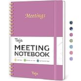 Meeting Notebook for Work Organization - Work Planner Notebook with Action Items, Agenda Planner for Note Taking, 160 Pages (6.9" X 9.9") Project Organizer for Men & Women - Purple