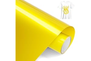 Sileelis HTV Heat Transfer Vinyl, Yellow Iron on Vinyl, 12'' X 8ft HTV Vinyl Compatible with Cricut, Yellow Everyday Iron on Vinyl for Shirts, Shoes,Easy to Weed and Transfer