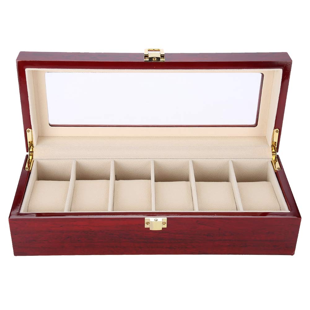 Dioche Watch Storage Case, 6 Slots Luxury Watch Case Display Organizer for Men and Women Watch Jewelry Large Holder Boxes