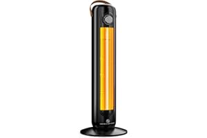 HETRAROOT 1500W PTC Ceramic Electric Heater w/4 Modes,350Sq.ft 1S Heating, 70°Oscillating Patio Heaters for Outdoor Use, Overheating & Tip-Over Protection, Tall Space Heaters for Indoor Use Large Room