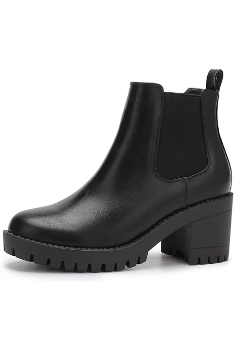 ブーツ【Maison Laura】Round toe chelsea boots Amazon.com | XAPPEAL Laura - Women's Block Heel Slip-On