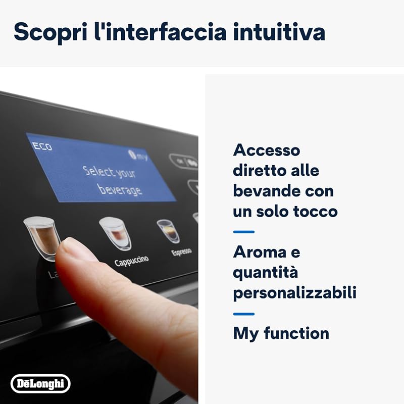 Eletta Cappuccino Evo ECAM46.860.B, Macchina Caffè Automatica con Montalatte Automatico, Espresso e Cappuccino One-Touch, 6 Ricette Preimpostate, Schermo LCD, Nero