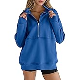 Women's Half Zip Sweatshirts Fleece Stand Collar Long Sleeve Thumb Hole Oversized Pullovers with Pockets