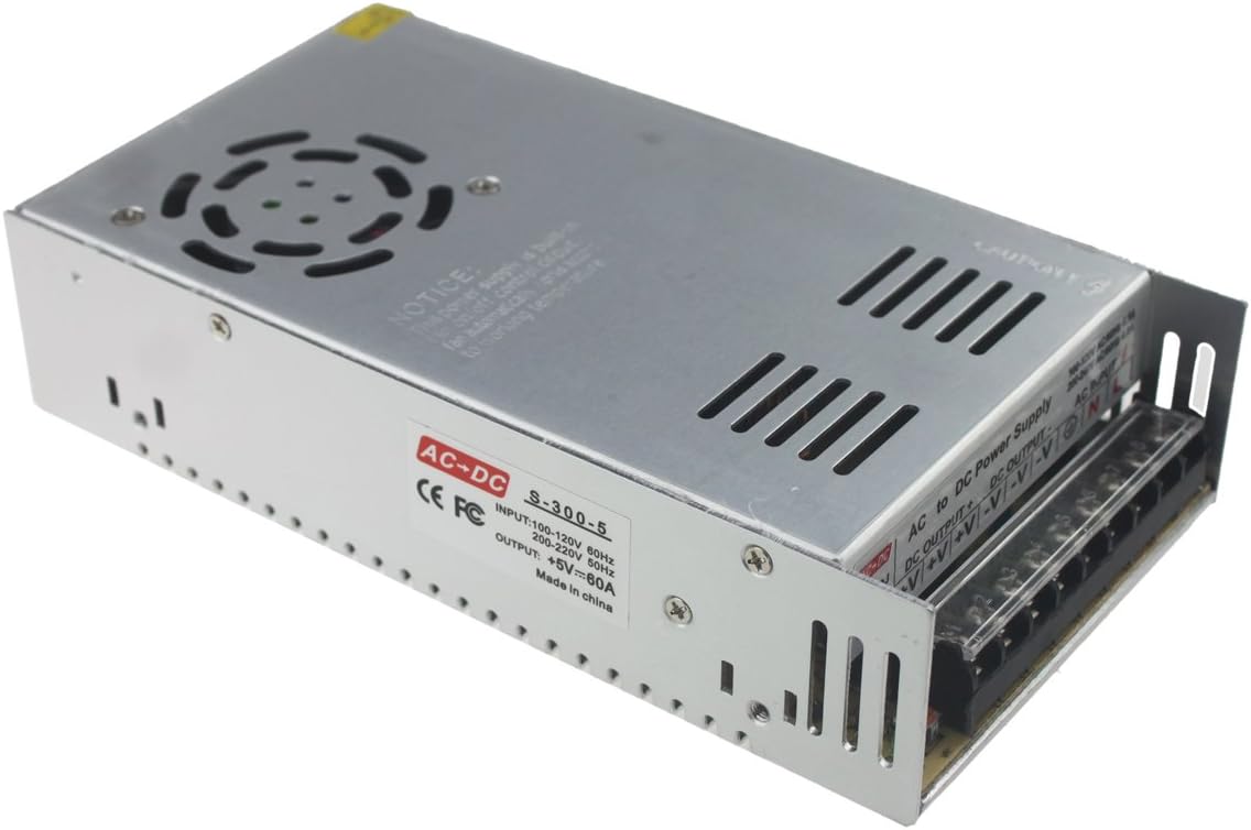 Rextin DC 5V 60A 300W Regulated Transformer Power Supply Driver SW For LED Strip Lights (300W 60A) - Image 5