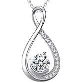 Dorella Mothers Day Jewelry Birthday Gifts for Women Forever Love Infinity Necklace Mom Wife May June Birthstones Emerald Ruby and More Stones Jewelry 925 Sterling Silver