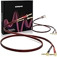 UCINNOVATE 2 Pack 14 AWG Copper Speaker Wire with Banana Plugs, 2X 2m HiFi OFC Speaker Cable with Gold-Plated Right Angle Banana Plugs, Audio Cable Speaker Cord for Audiophile Sound Amp (2m / 6.5FT)