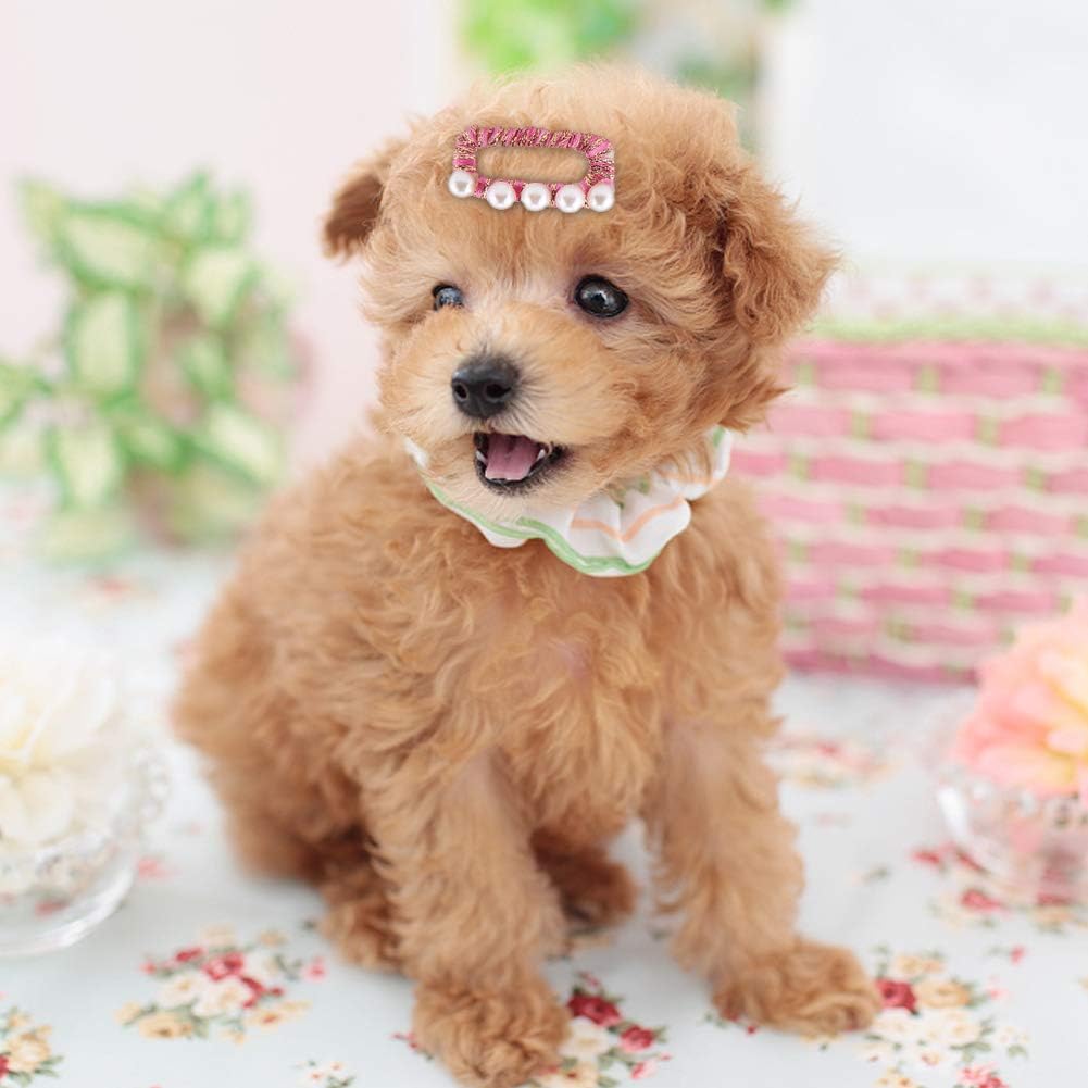 Pssopp 10Pcs Shiny Faux Pearl Dog and Cat Hair Clips Bows Cute Pet Hair Accessories for Grooming Headwear Headdress - Image 5