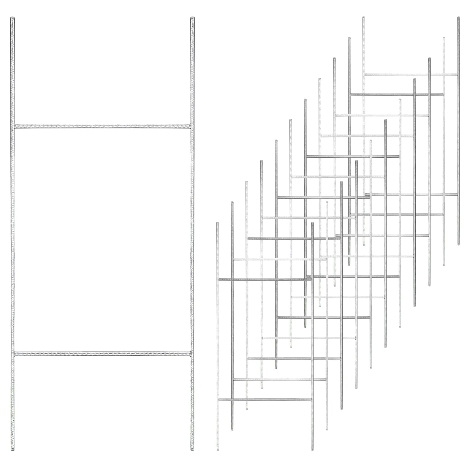 Photo 1 of 12 Pack Heavy Duty Metal H Frame Wire H Long Stakes, 30'' x 10'' Yard Sign Stake for 4mm Corrugated Signs