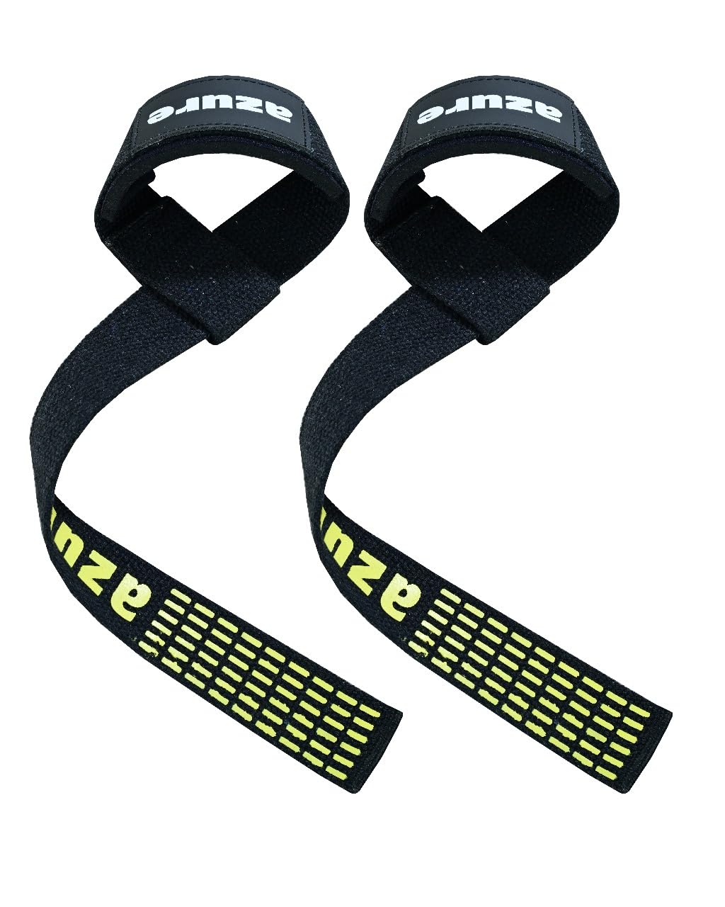 Azure Gel Grips Weight Lifting Straps Professional, Padded Hand Gym Wrist Wraps Deadlift Heavy Duty Weightlifting Extra long length Black