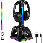 JDGPOKOO Controller Charger with RGB Headphone Stand for Xbox Series X/S/One/One S/X, XSX Controller Charger Station, Headset and Controllers Stand Holder for Xbox, Gaming Gifts for Gamers Men