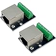 Teansic 2PCS RJ45 Ethernet Single Female Connector Breakout Board,2.54mm Pitch Shielded RJ45 Screw Terminal Board Network Adapter Terminal