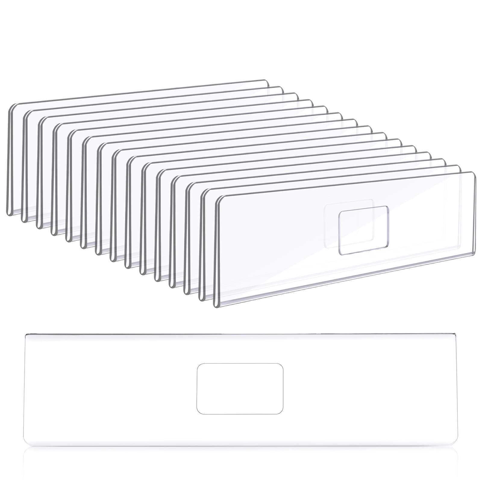 Photo 1 of Jetec 15 Pcs 2 x 8 Inch Acrylic Wall Name Plate Holder Clear Plastic Sign Holder Door Name Platel Frame with Adhesive Tape Horizontal Nameplate Display for Office Cubicles Store Classroom