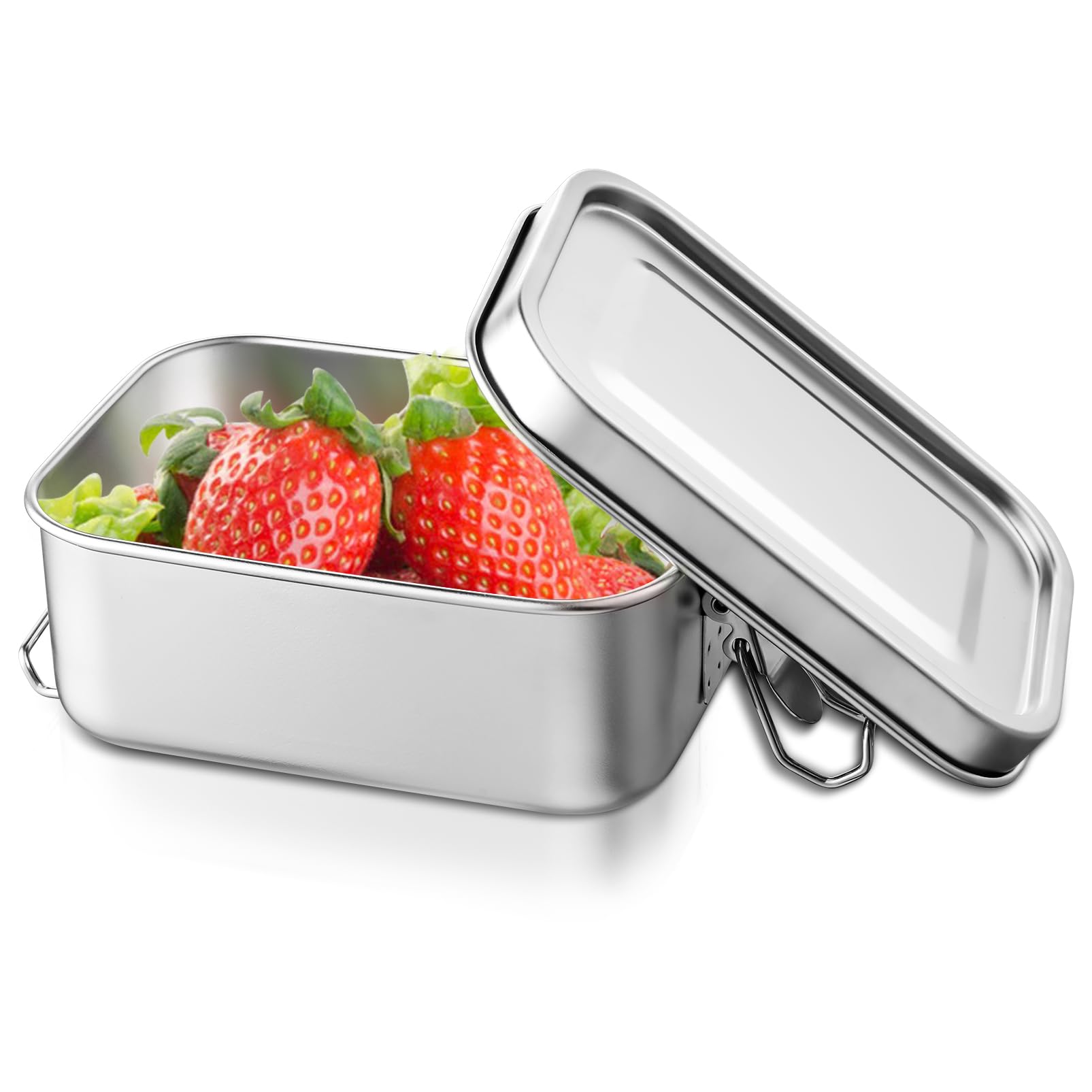 Photo 1 of TeamFar Stainless Steel Bento Box, 18.6oz/550ML Metal Small Bento Lunch Box Container, Kids Prep Food Container for Home/School/Travel, for Meal/Fruit/Snack, Leak-Proof & Dishwasher Safe